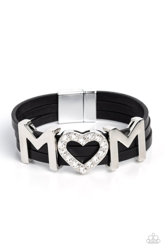 Heart of Mom Black Bracelet