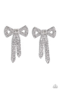 Just BOW With It- White Post Earrings