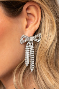 Just BOW With It- White Post Earrings